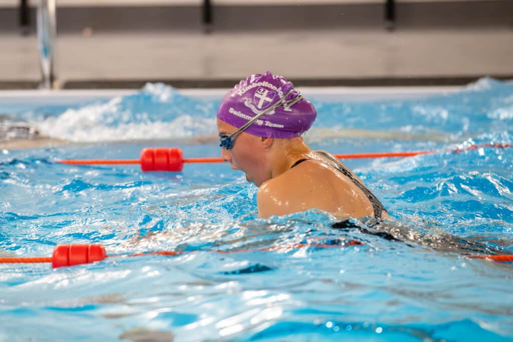 Kimbolton pupil swimming in Kimbolton School swimming pool.