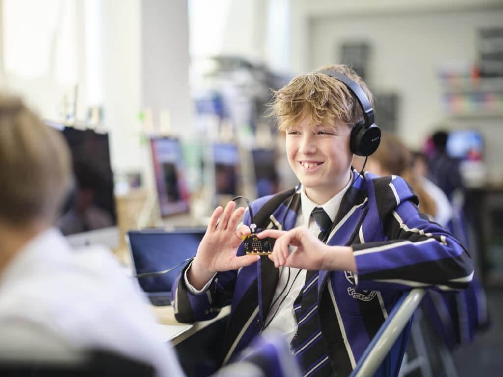 Kimbolton pupil wearing a striped blazer