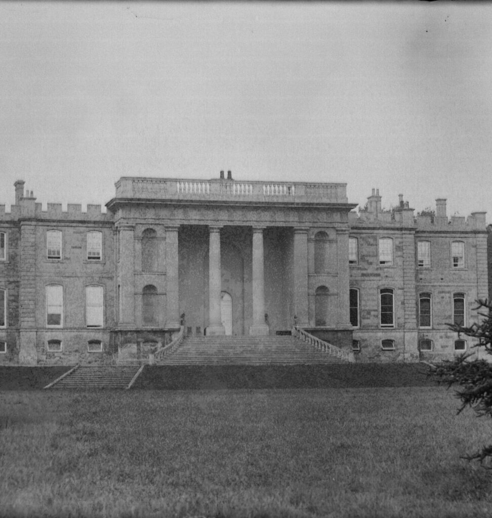 Black and white image of Kimbolton Castle