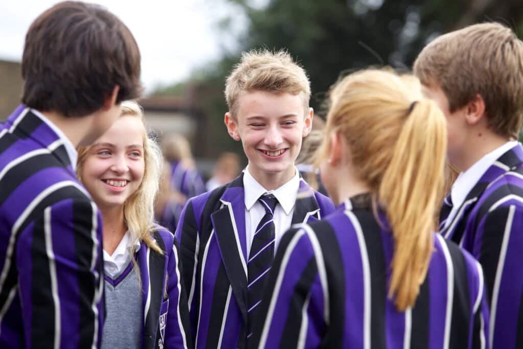 Senior School pupils talking in a group